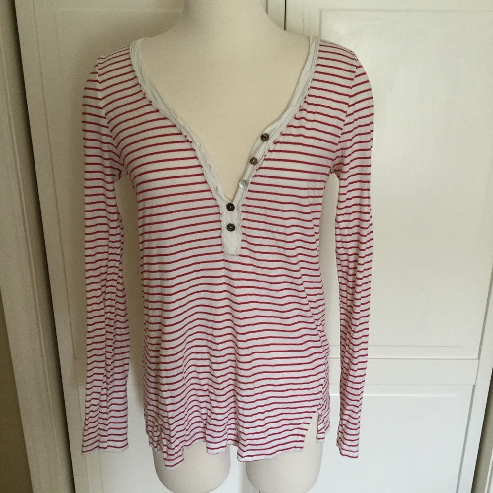 Striped red and white Henley